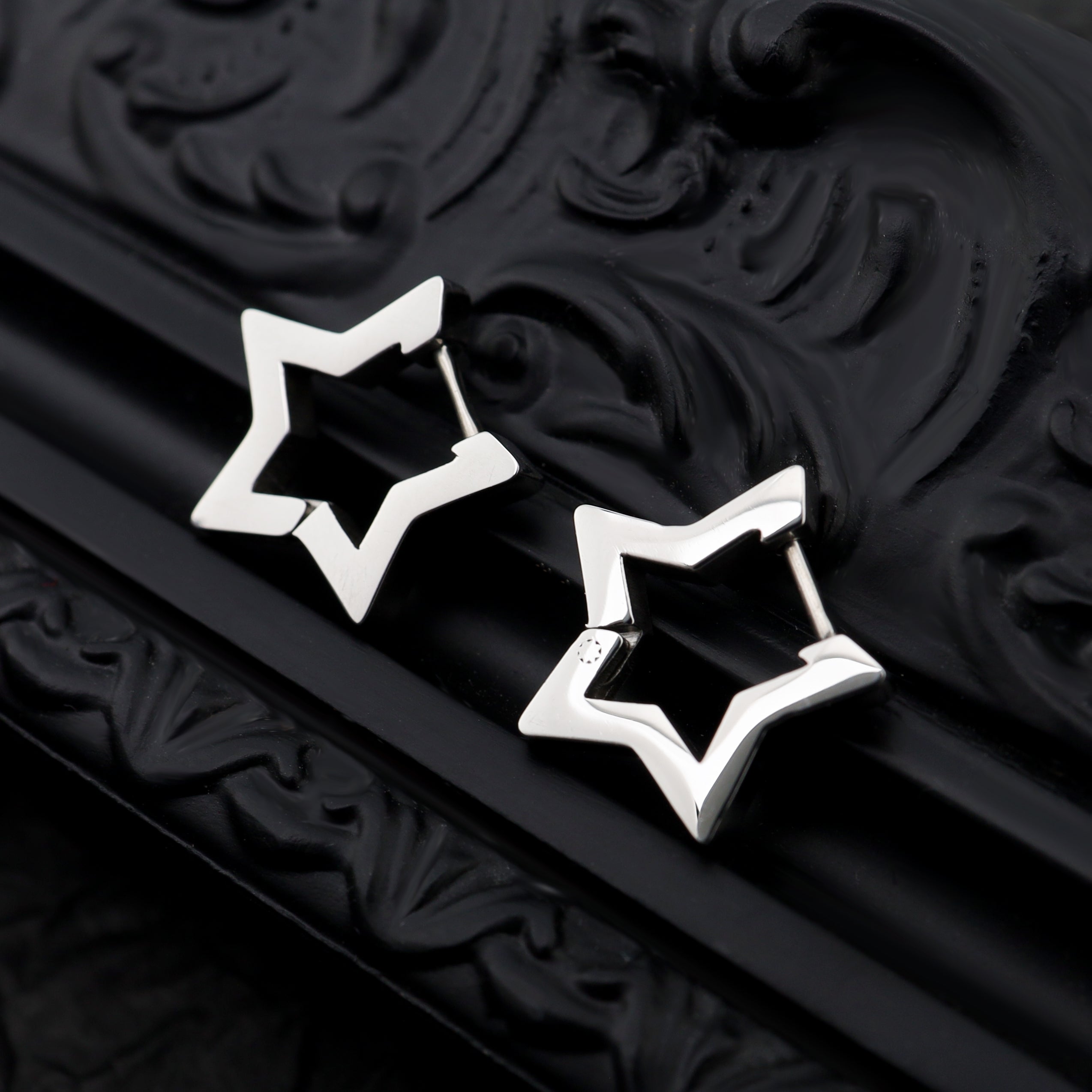 Minimalist Pentagram Straight Pin tainless steel Earrings