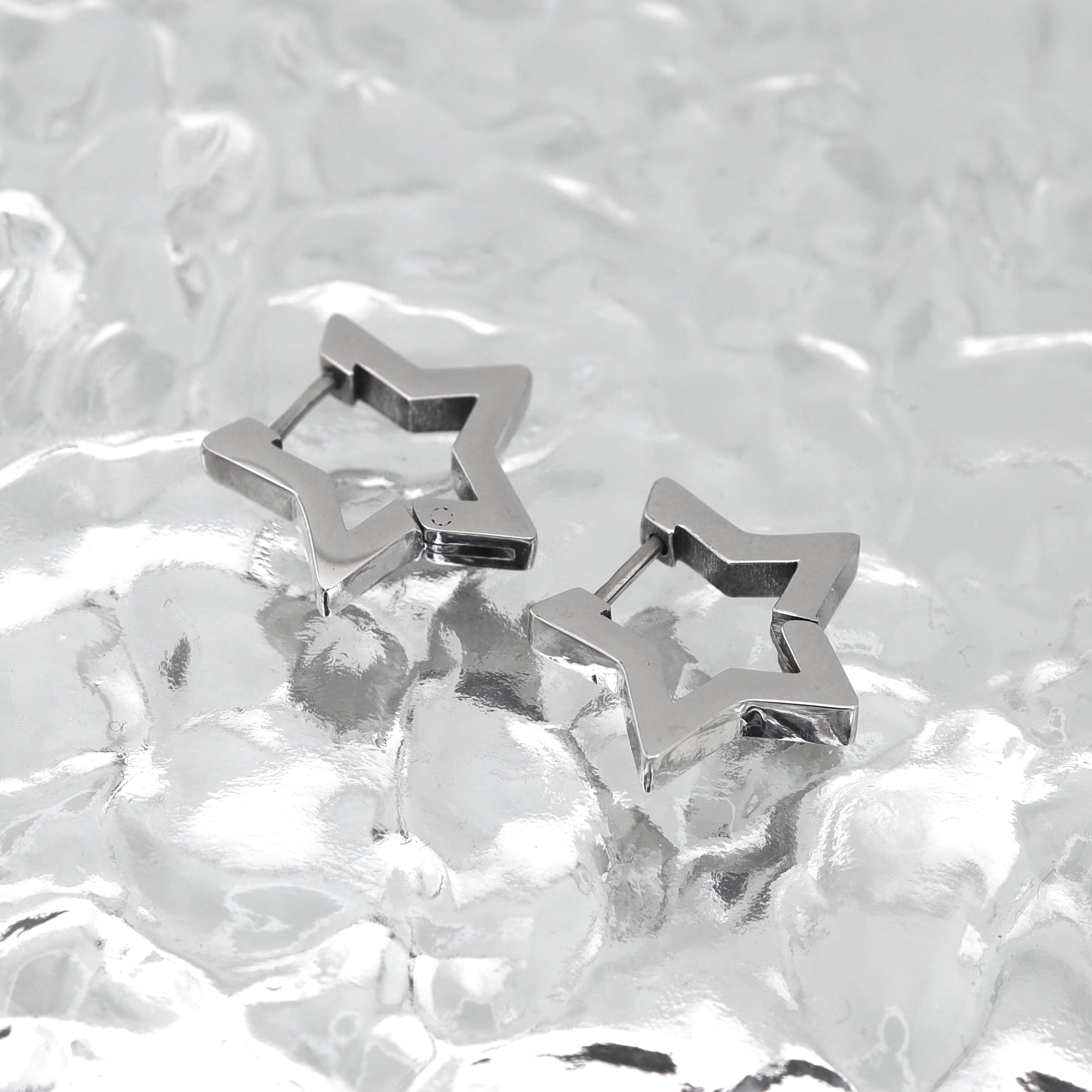 Minimalist Pentagram Straight Pin tainless steel Earrings