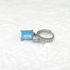 PAIR OF Blue & Purple Square CZ Pendant tainless steel Earrings