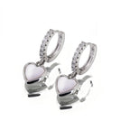 Heart-Shaped Mother of Pearl & CZ tainless steel Earrings