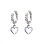Heart-Shaped Mother of Pearl & CZ tainless steel Earrings