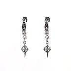 PAIR OF Thin Gauge Cross CZ Drop Chain tainless steel Ear Studs