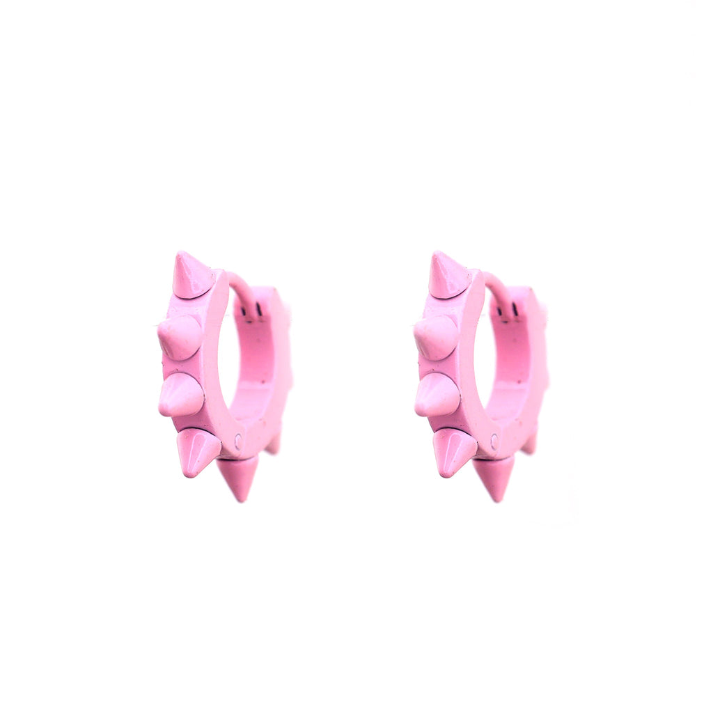 Pink Enamel Six-Spike tainless steel Earrings