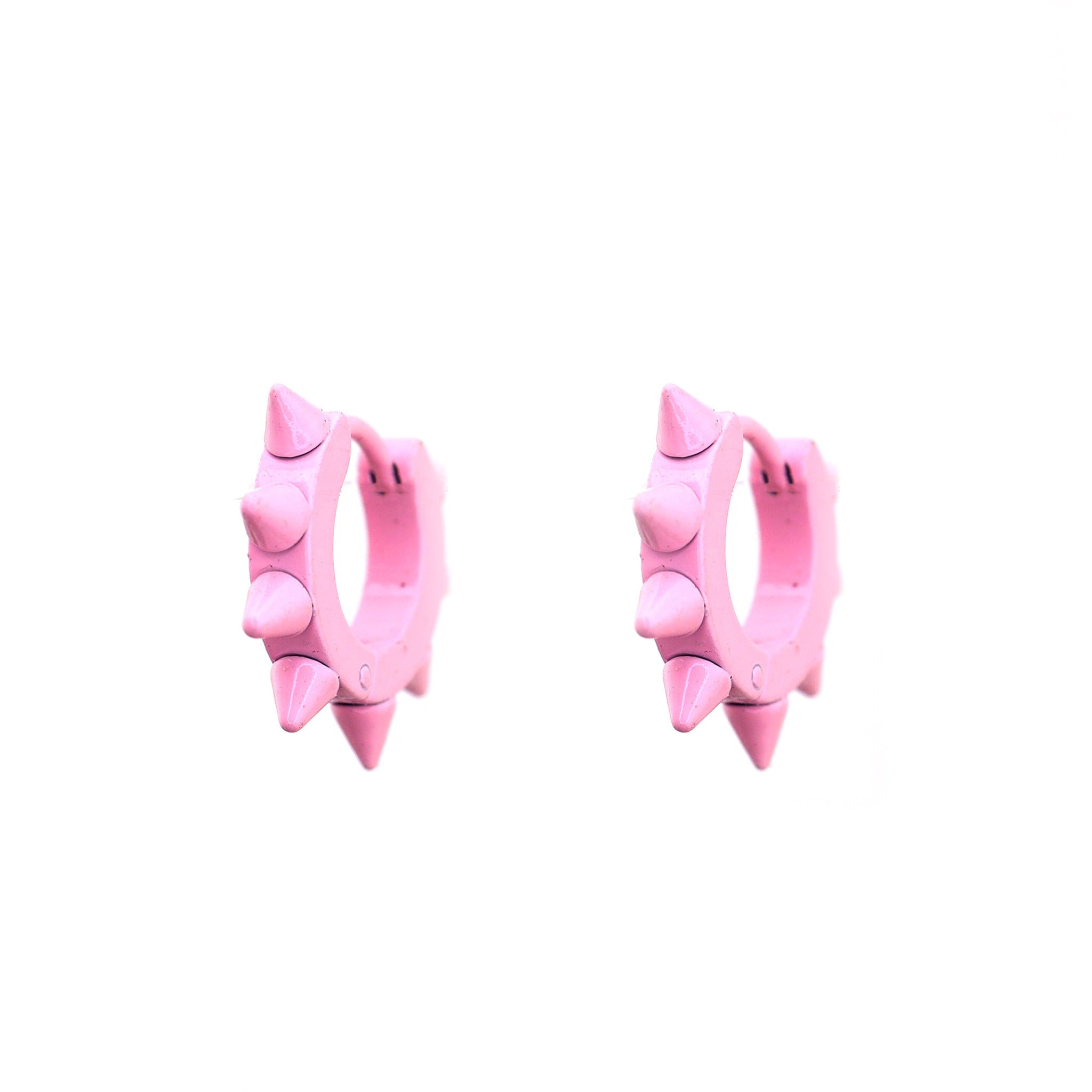 Pink Enamel Six-Spike tainless steel Earrings
