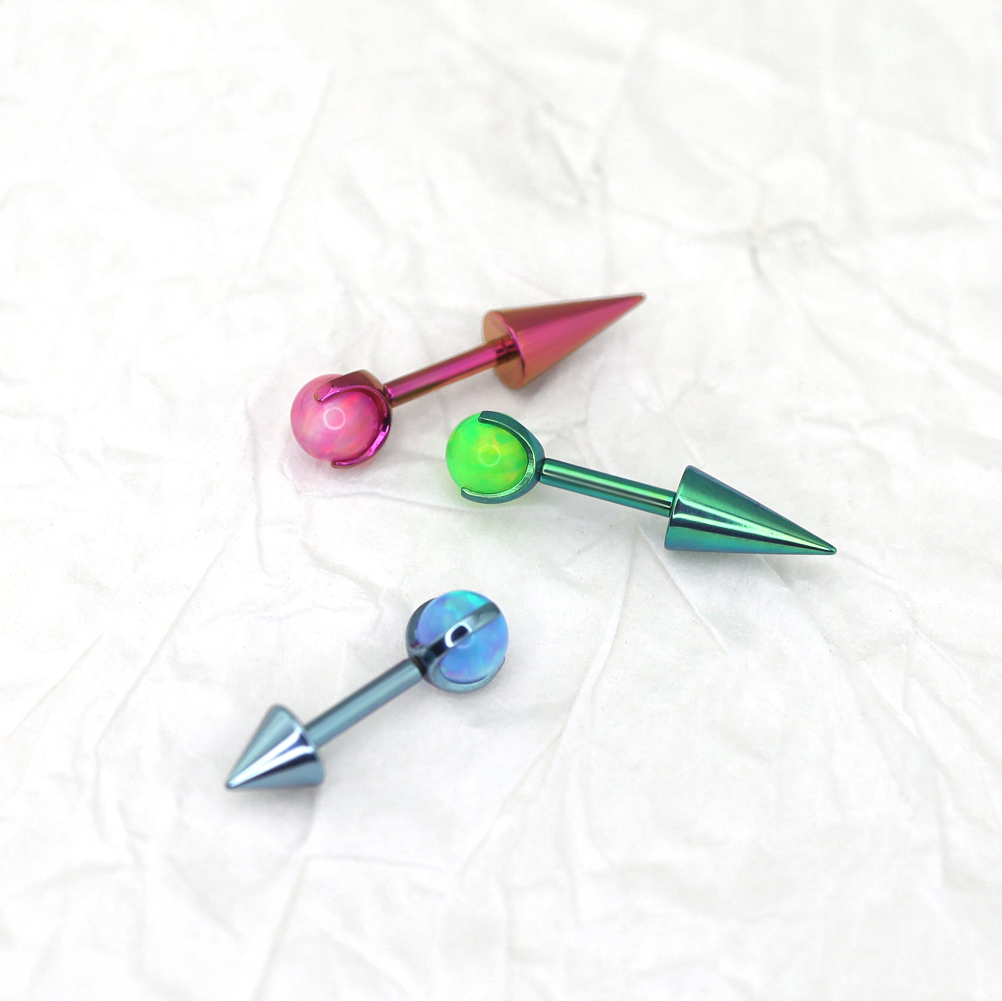 Opal Spike Internally Threaded Titanium Cartilage Studs
