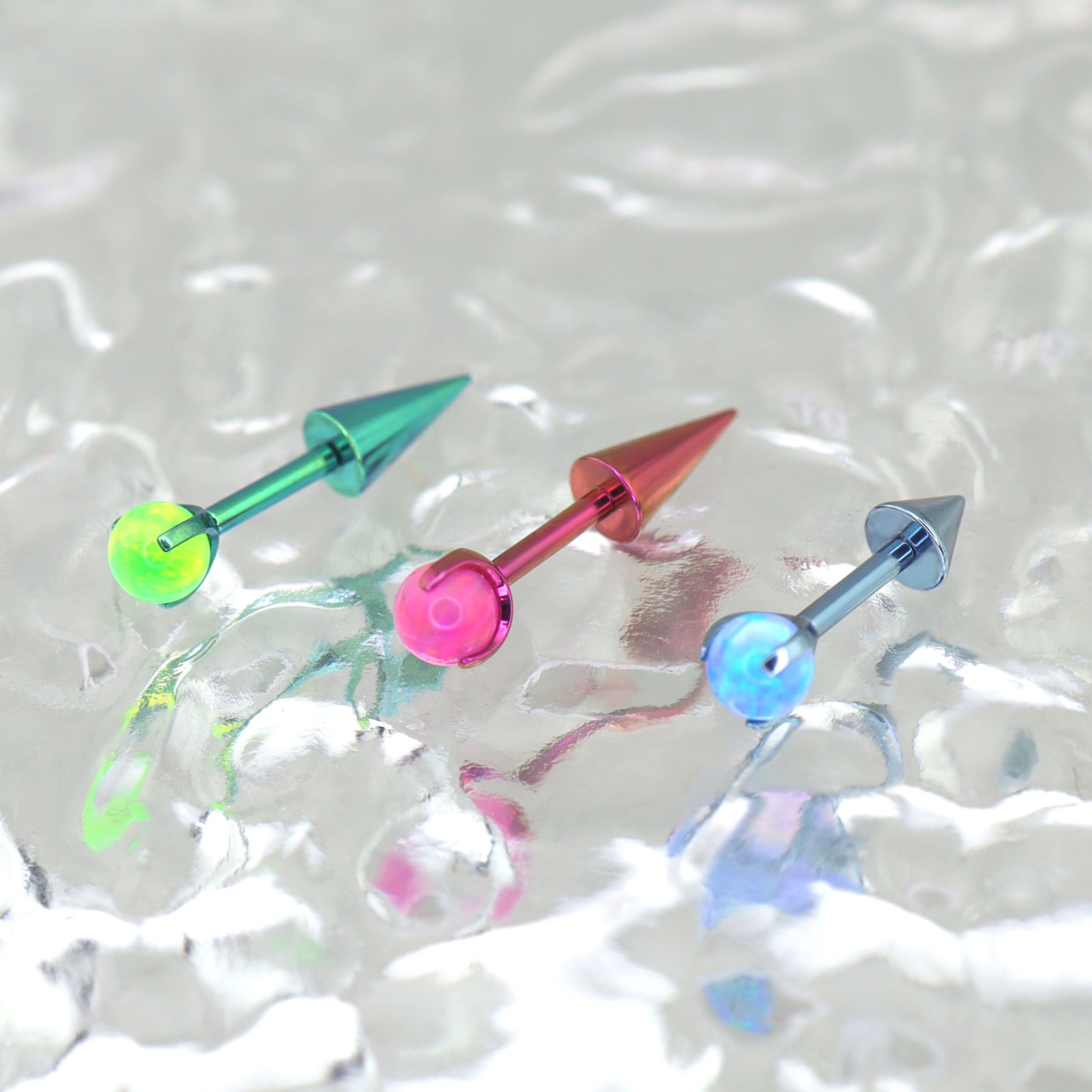 Opal Spike Internally Threaded Titanium Cartilage Studs