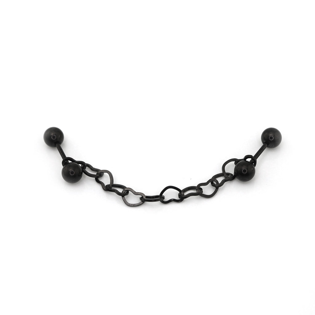 Black Heart Chain Stainless Steel Ear Chain
