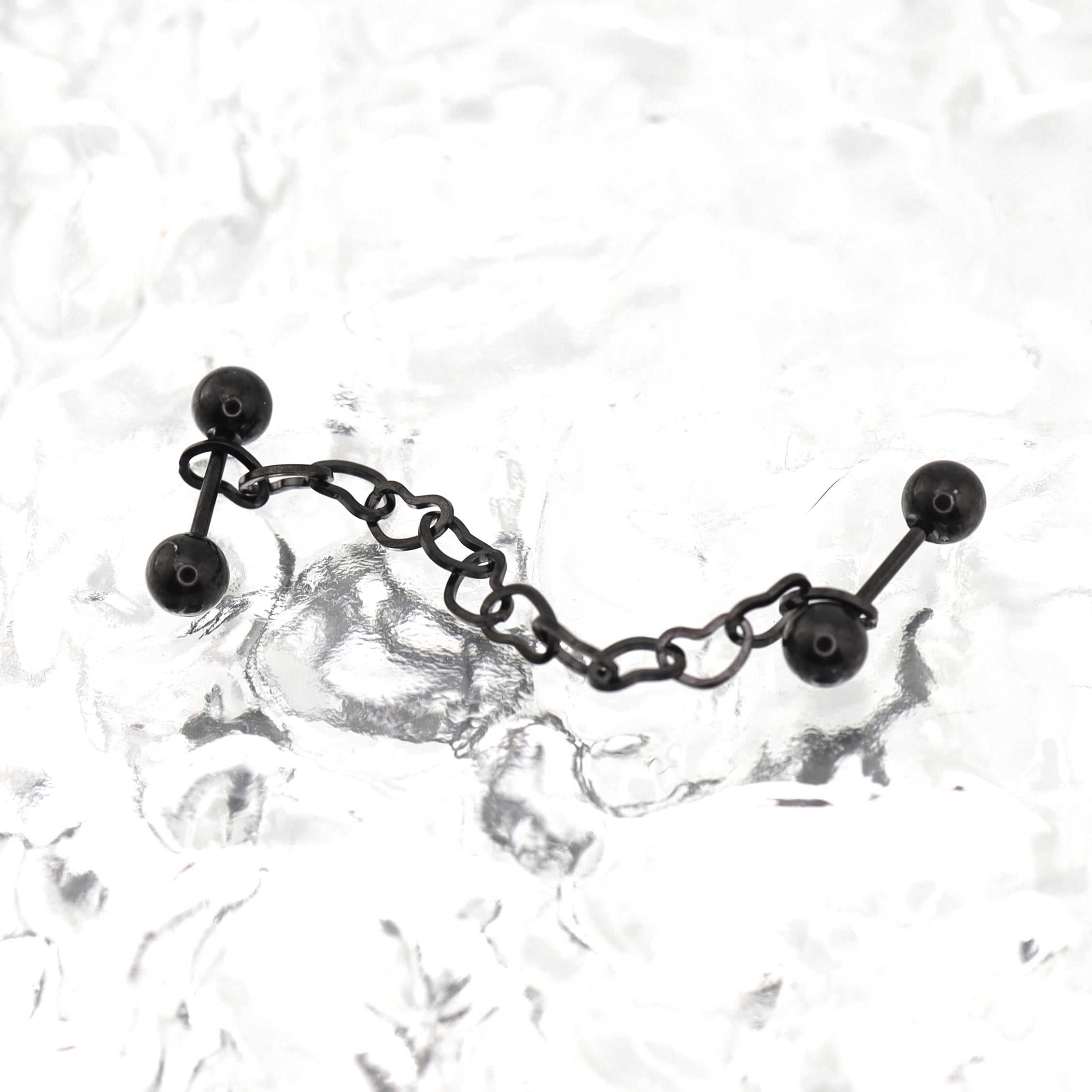 Black Heart Chain Stainless Steel Ear Chain