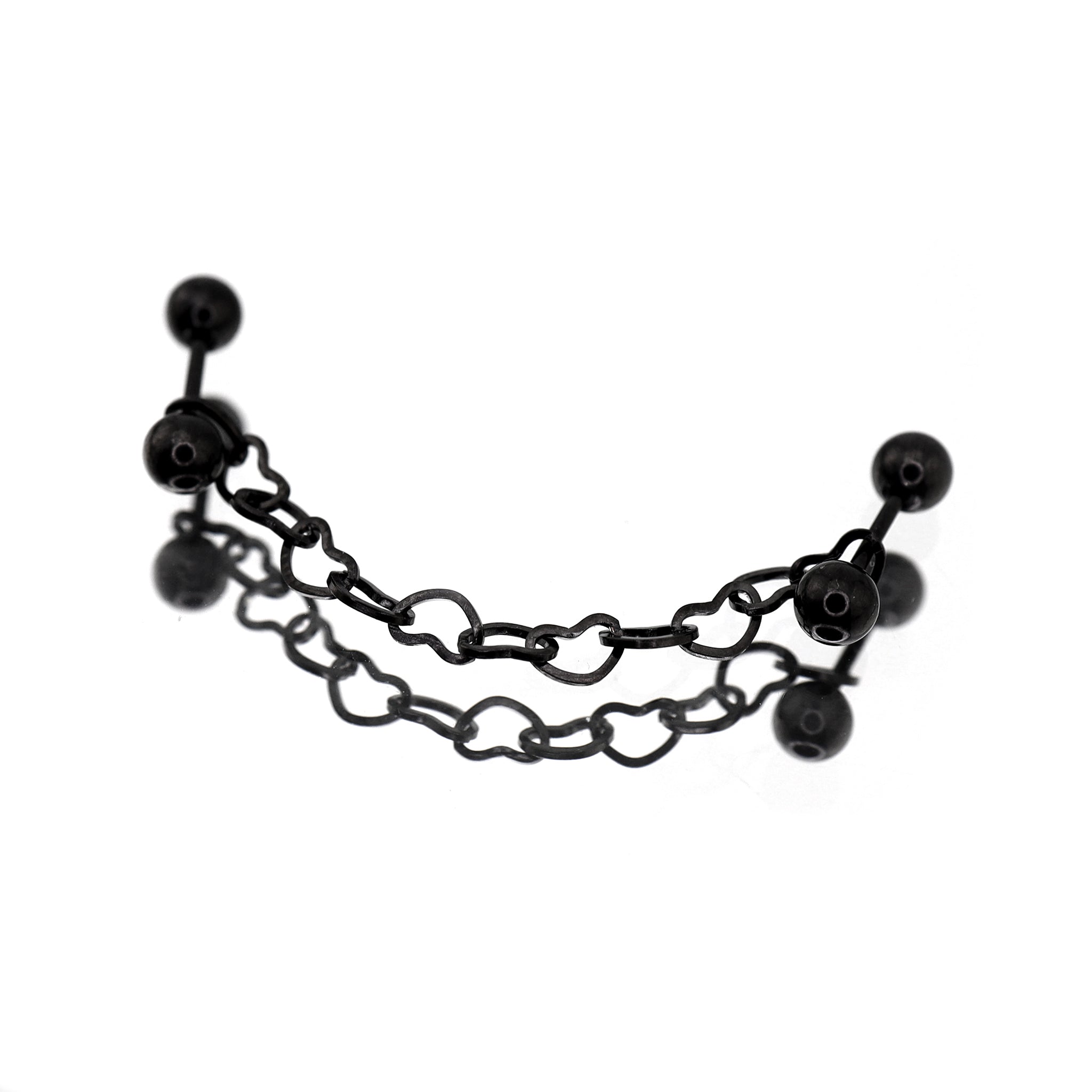 Black Heart Chain Stainless Steel Ear Chain