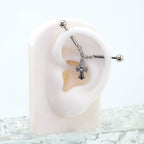 Cross CZ Stainless Steel Industrial Barbell Ear Chain