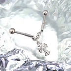 Cross CZ Stainless Steel Industrial Barbell Ear Chain