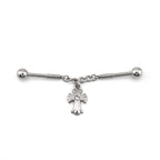 Cross CZ Stainless Steel Industrial Barbell Ear Chain