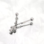 Cross CZ Stainless Steel Industrial Barbell Ear Chain