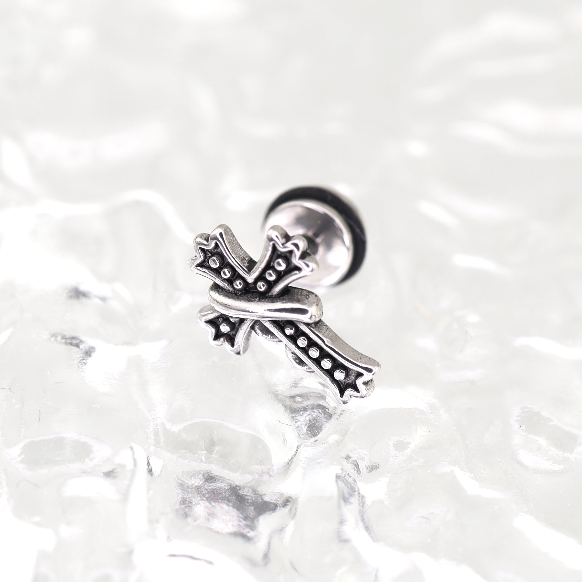 Vintage Twisted Cross tainless steel  Ear Studs