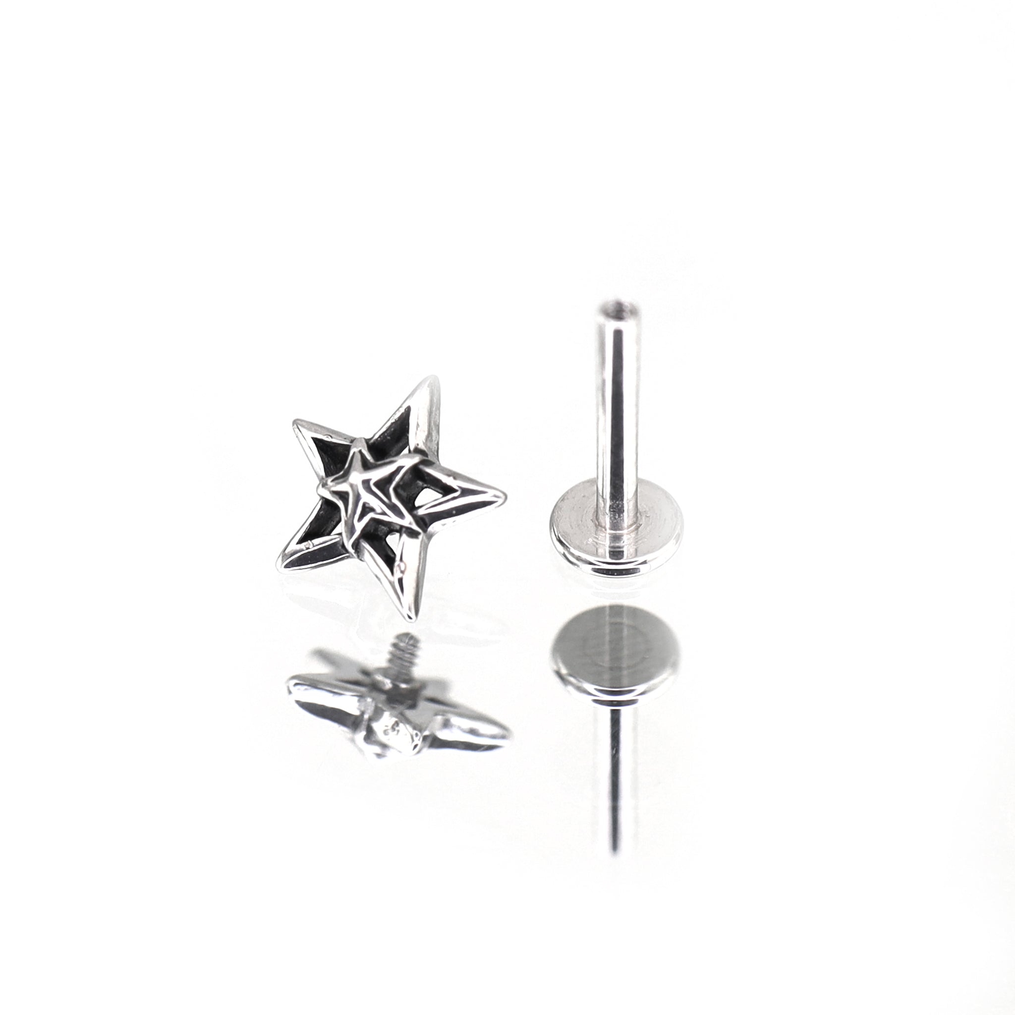 Oil Slick Pentagram Internally Threaded tainless steel Studs