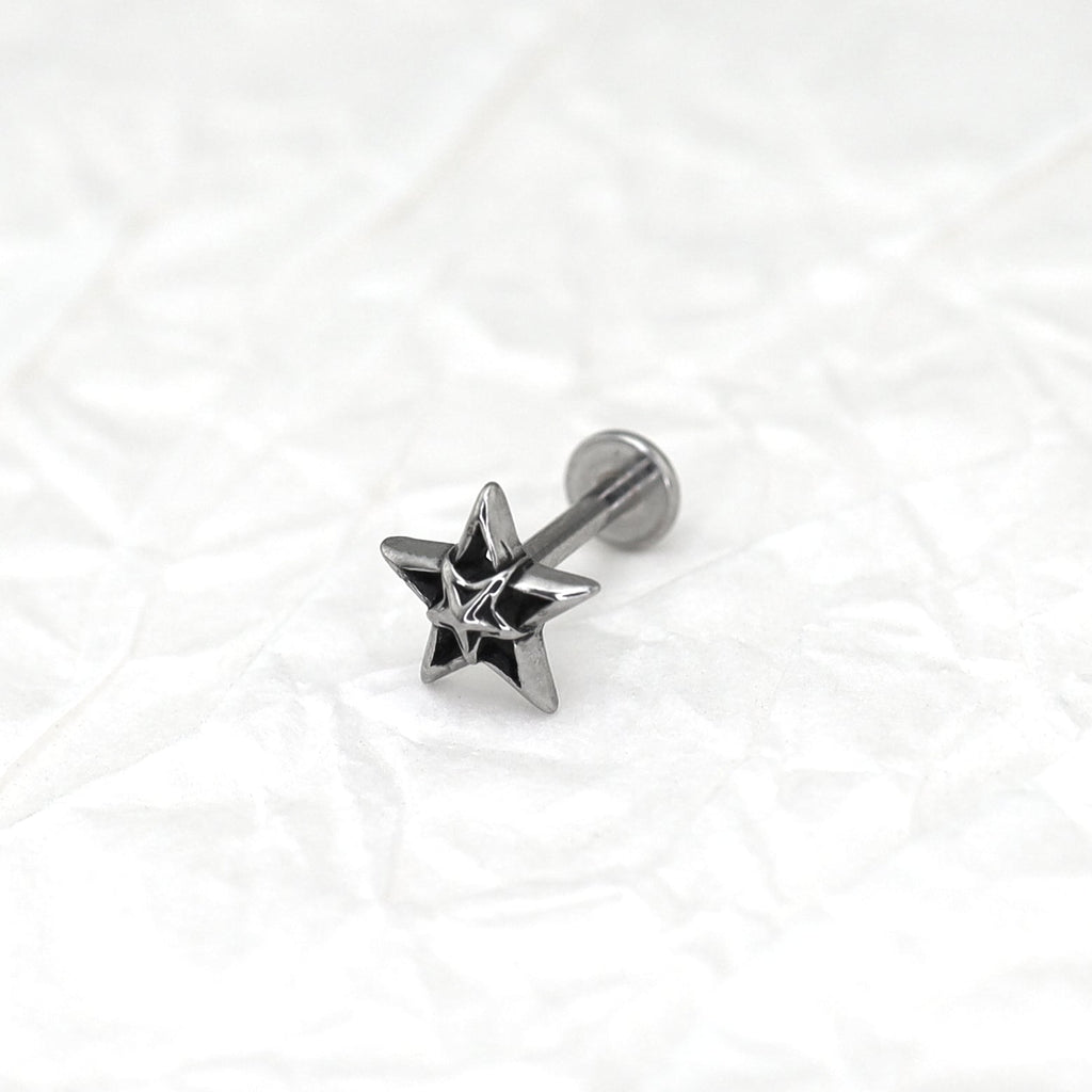 Oil Slick Pentagram Internally Threaded tainless steel Studs