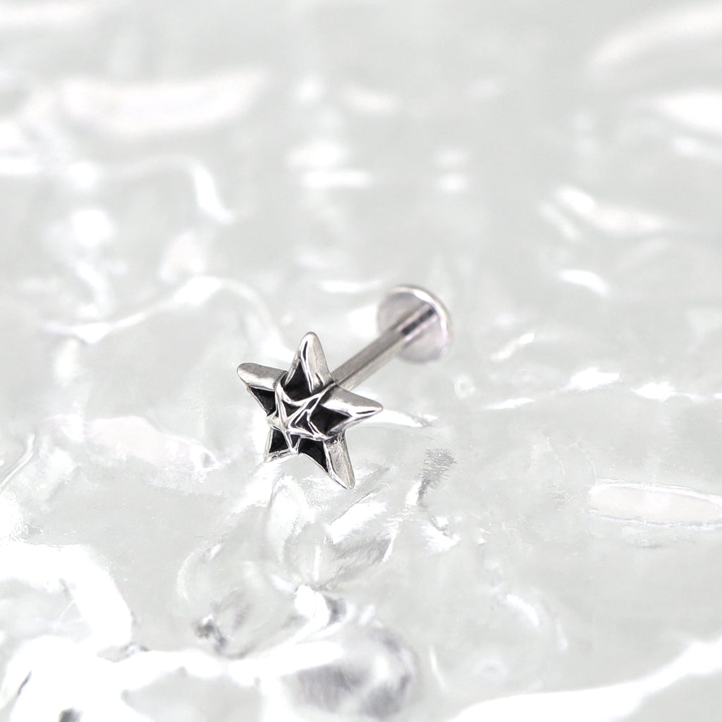 Oil Slick Pentagram Internally Threaded tainless steel Studs