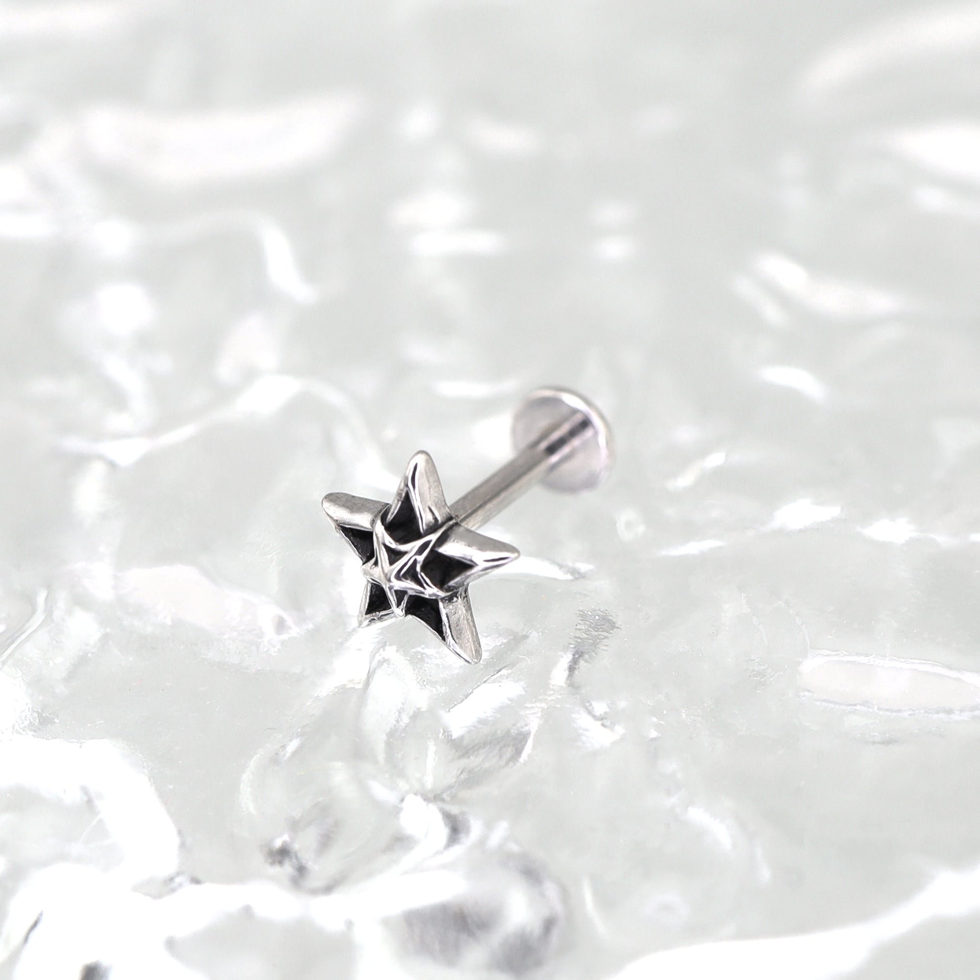 Oil Slick Pentagram Internally Threaded tainless steel Studs