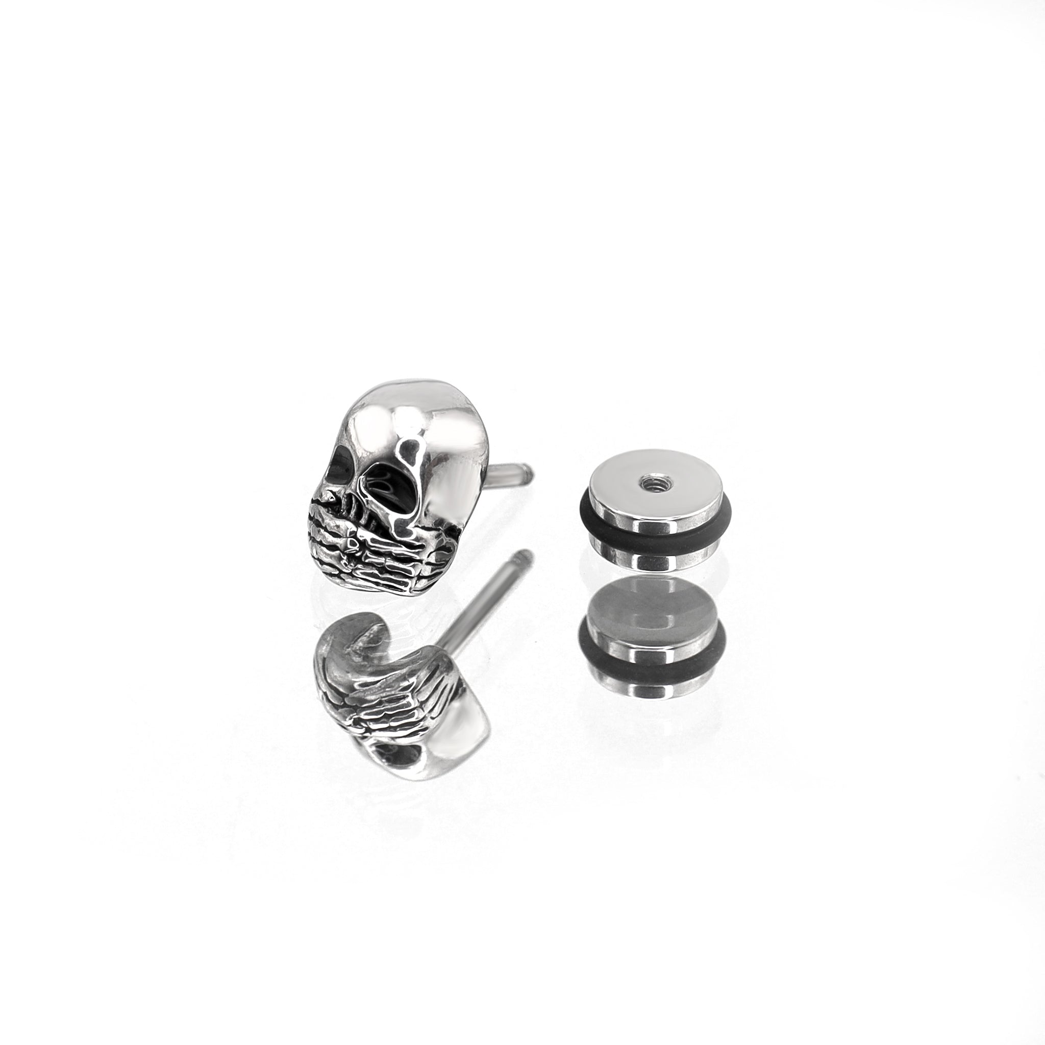 "Shut Up" Skull Stainless steel Ear Studs