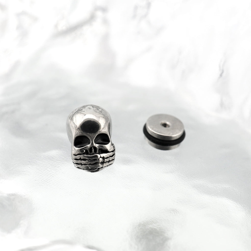 "Shut Up" Skull Stainless steel Ear Studs