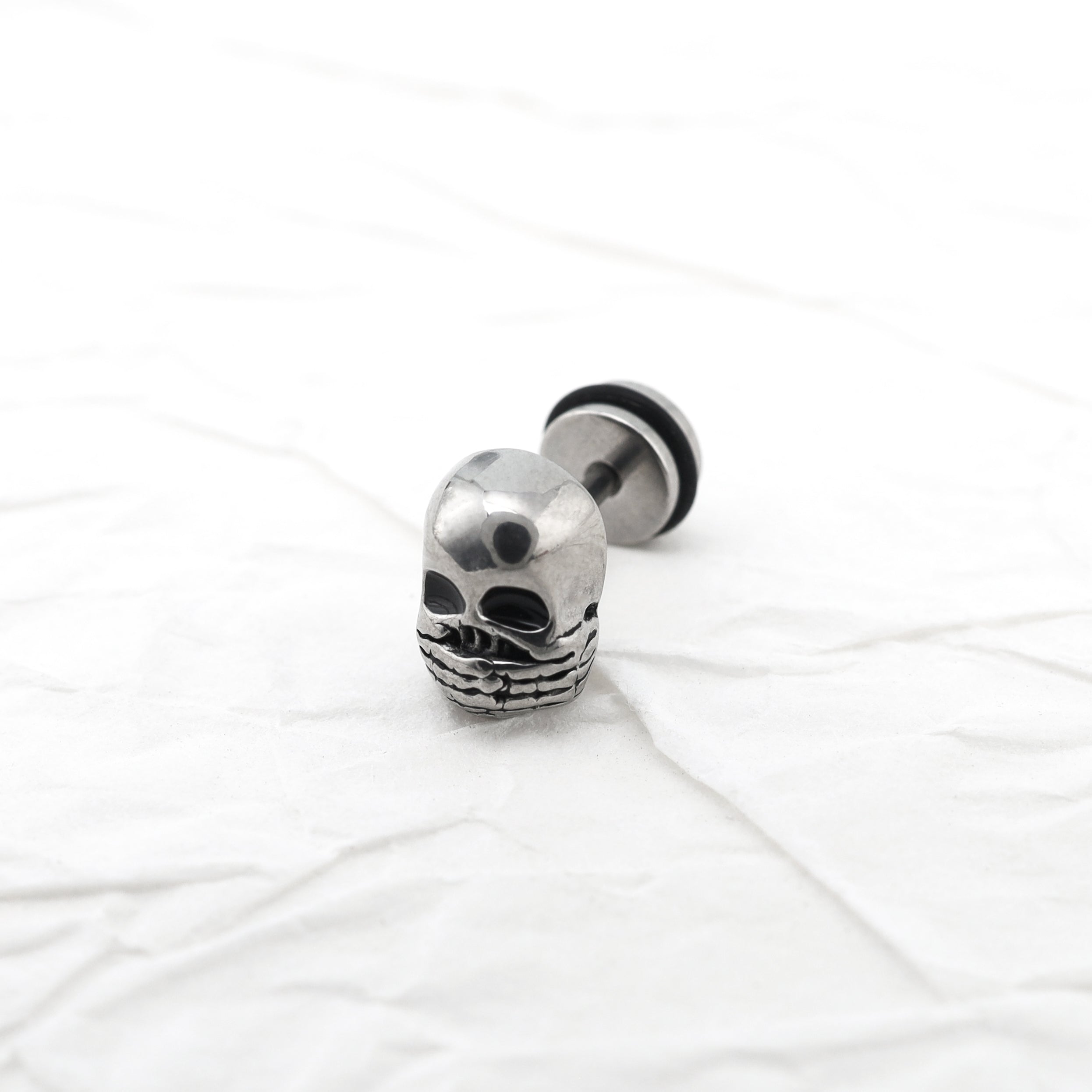 "Shut Up" Skull Stainless steel Ear Studs