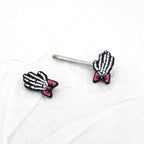 PAIR OF Bow & White Skeleton Hand tainless steel Nipple Rings