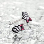 PAIR OF Bow & White Skeleton Hand tainless steel Nipple Rings