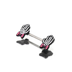 PAIR OF Bow & White Skeleton Hand tainless steel Nipple Rings