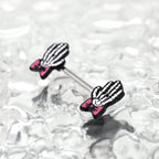 PAIR OF Bow & White Skeleton Hand tainless steel Nipple Rings