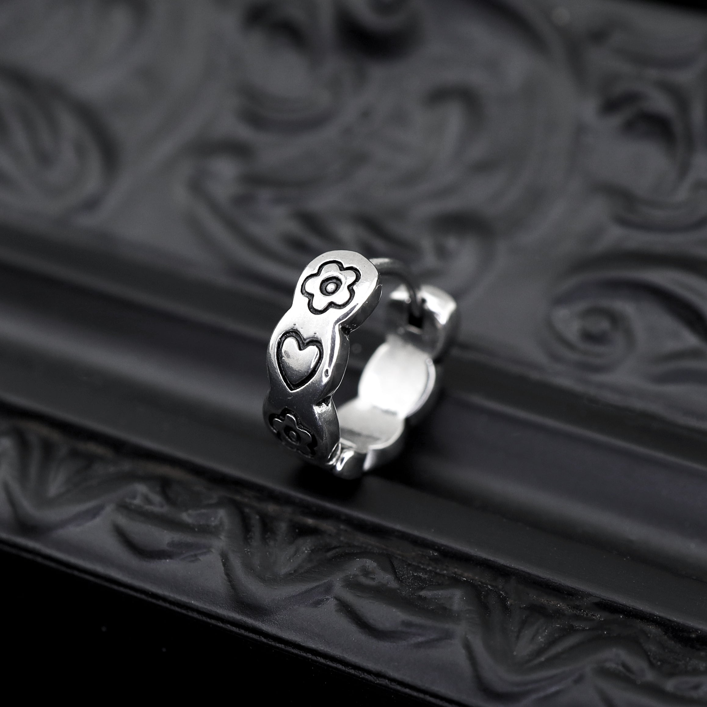 Minimalist Engraved Heart & Flower tainless steel Earrings