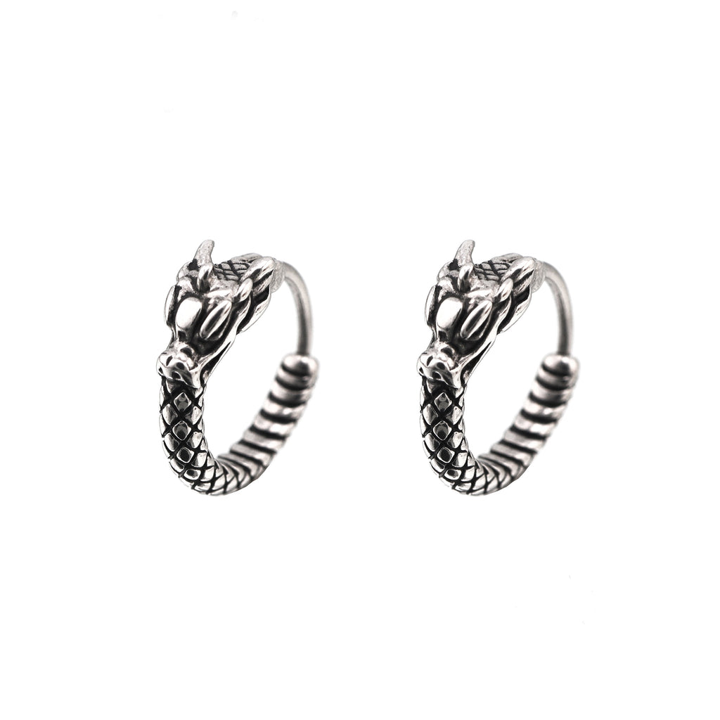 Vintage Engraved Dragon tainless steel Earrings