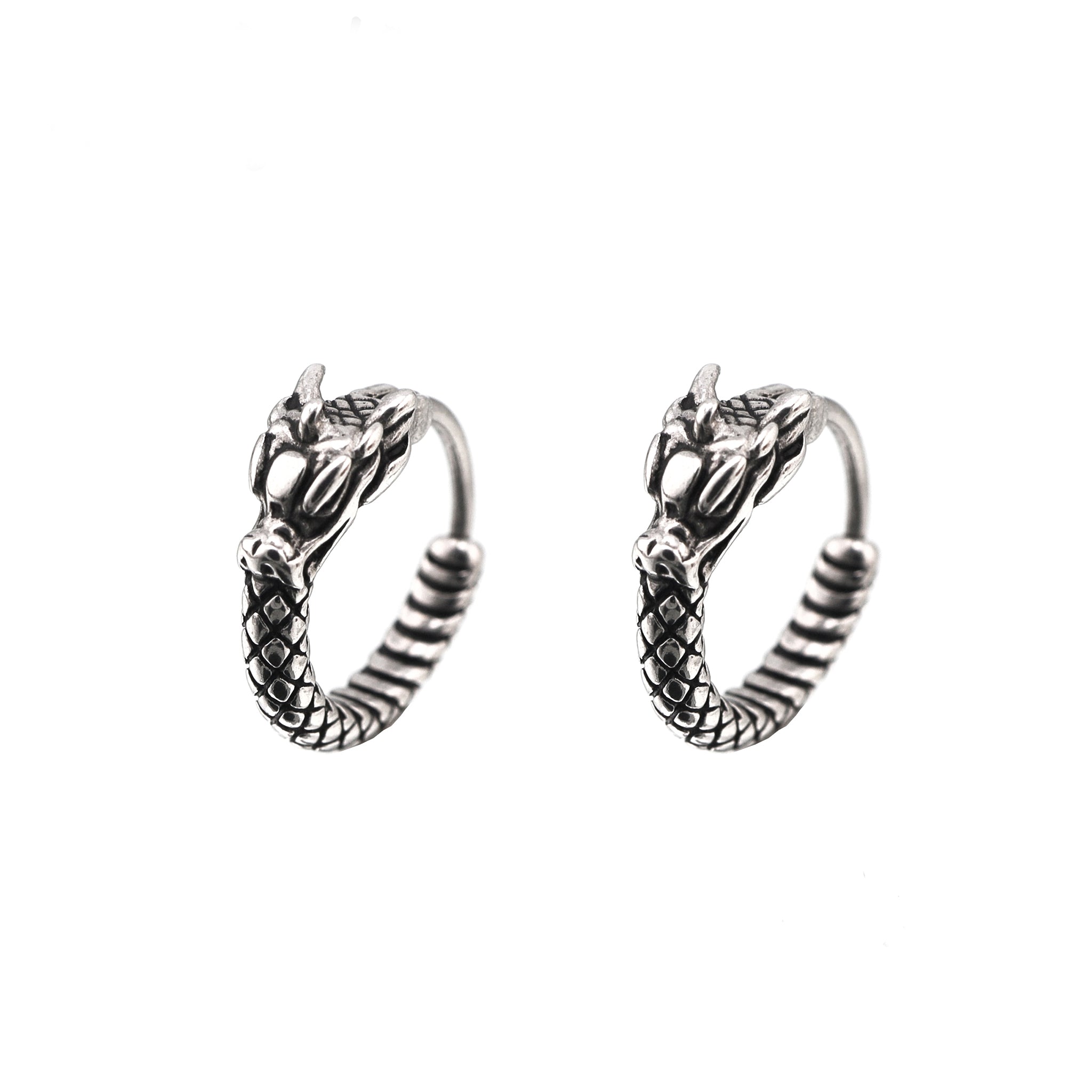 Vintage Engraved Dragon tainless steel Earrings