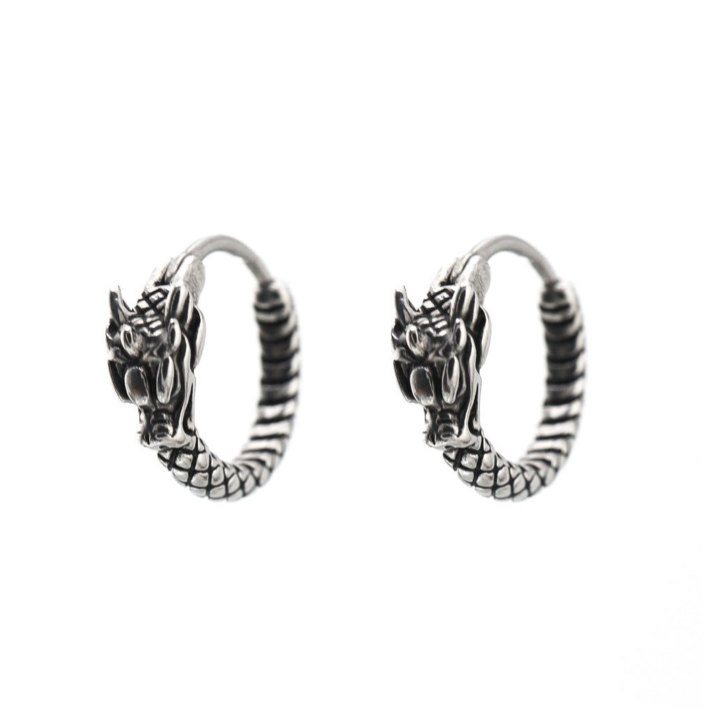 Vintage Engraved Dragon tainless steel Earrings