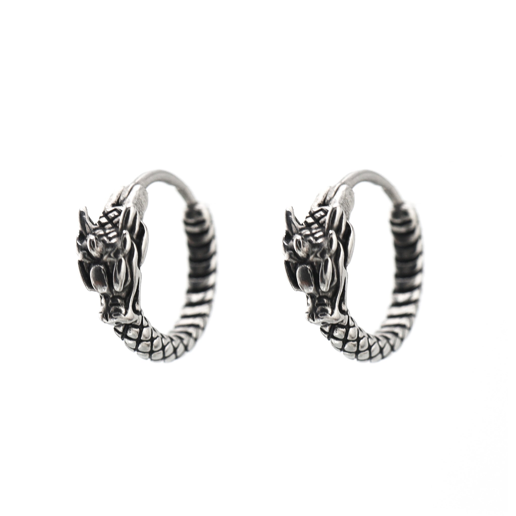 Vintage Engraved Dragon tainless steel Earrings