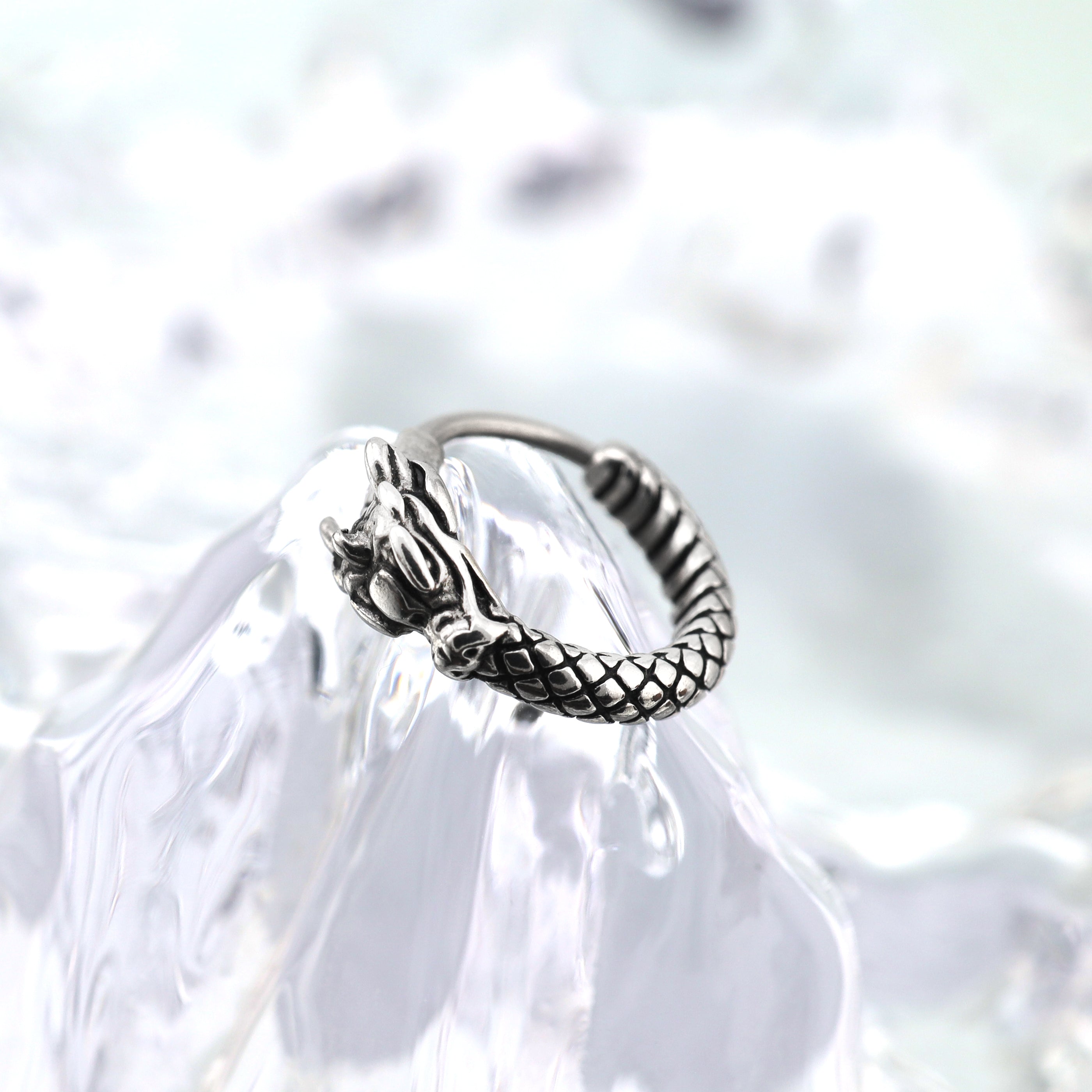 Vintage Engraved Dragon tainless steel Earrings