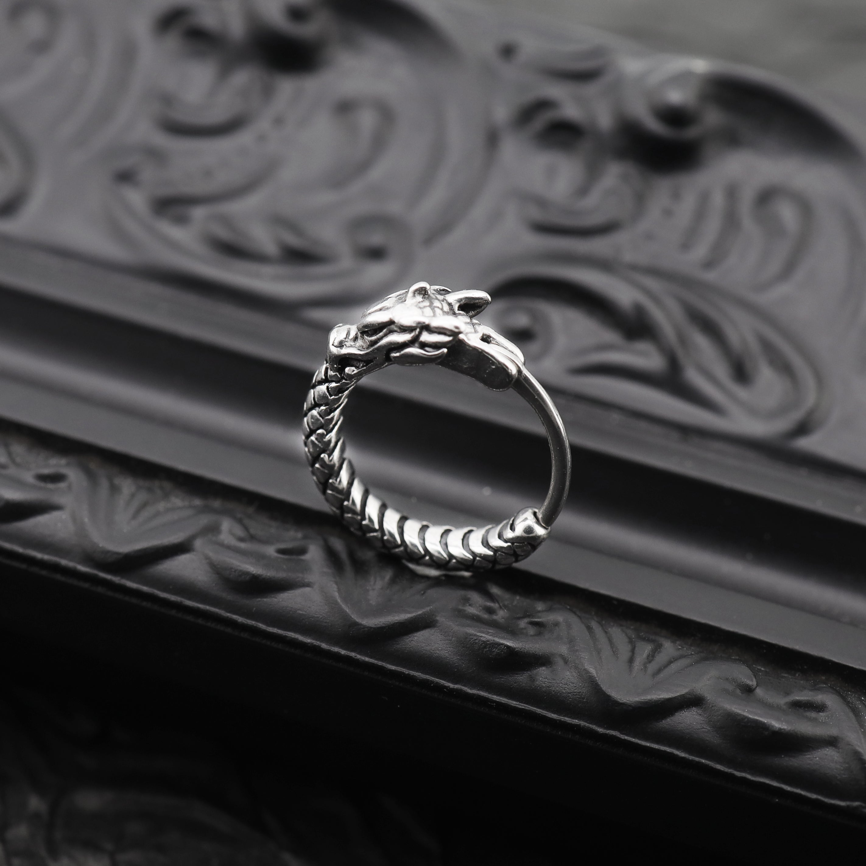 Vintage Engraved Dragon tainless steel Earrings