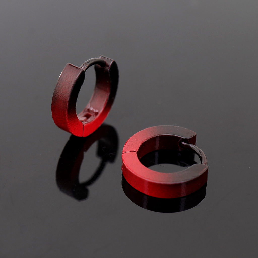Black-Red Gradient Contrast Stainless Steel Earrings