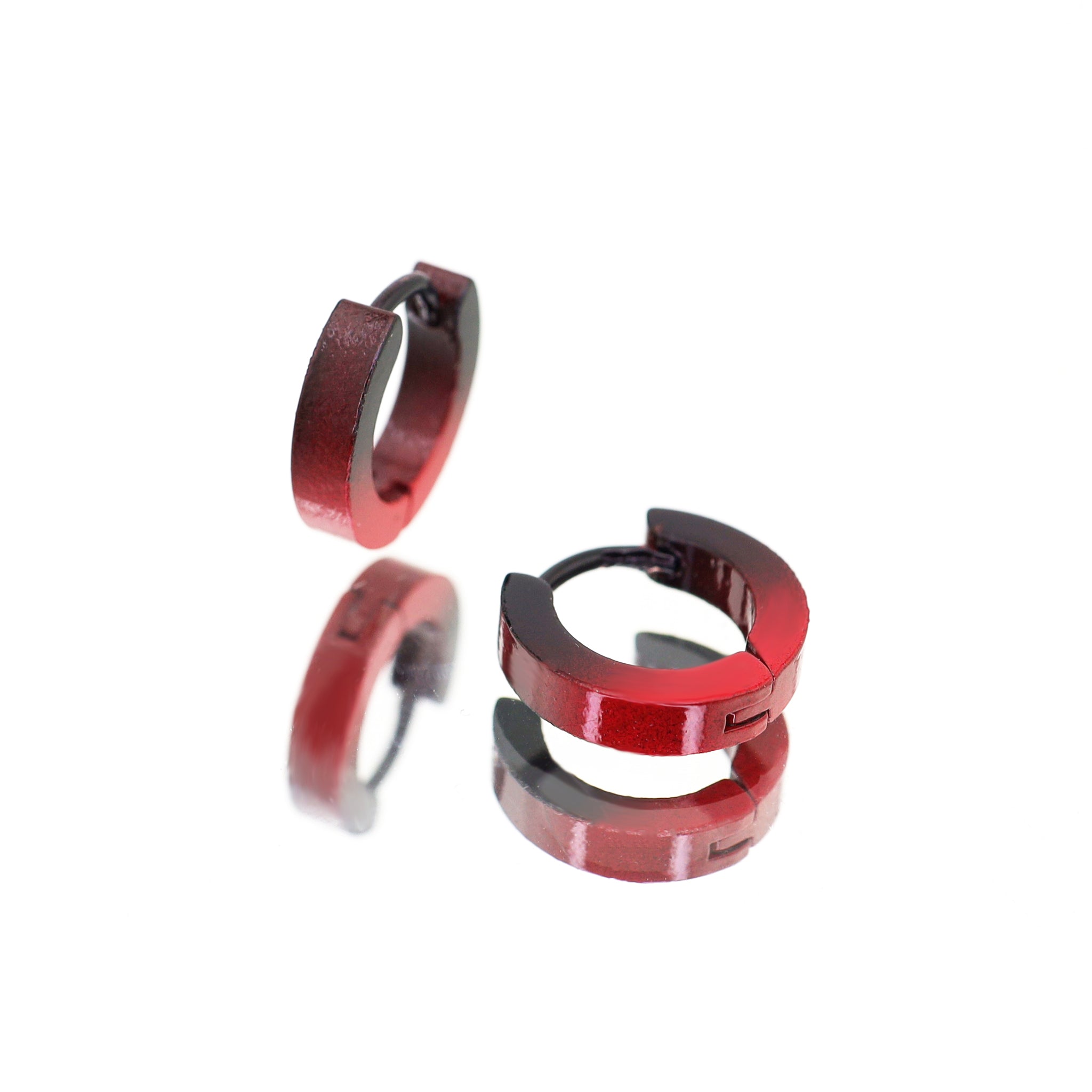 Black-Red Gradient Contrast Stainless Steel Earrings