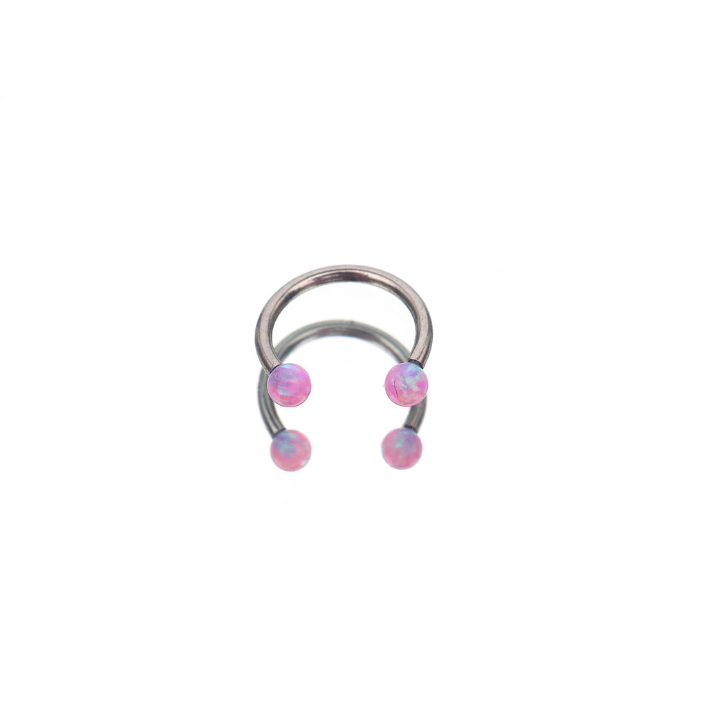 16G Opal Internally Threaded Horseshoe Ring
