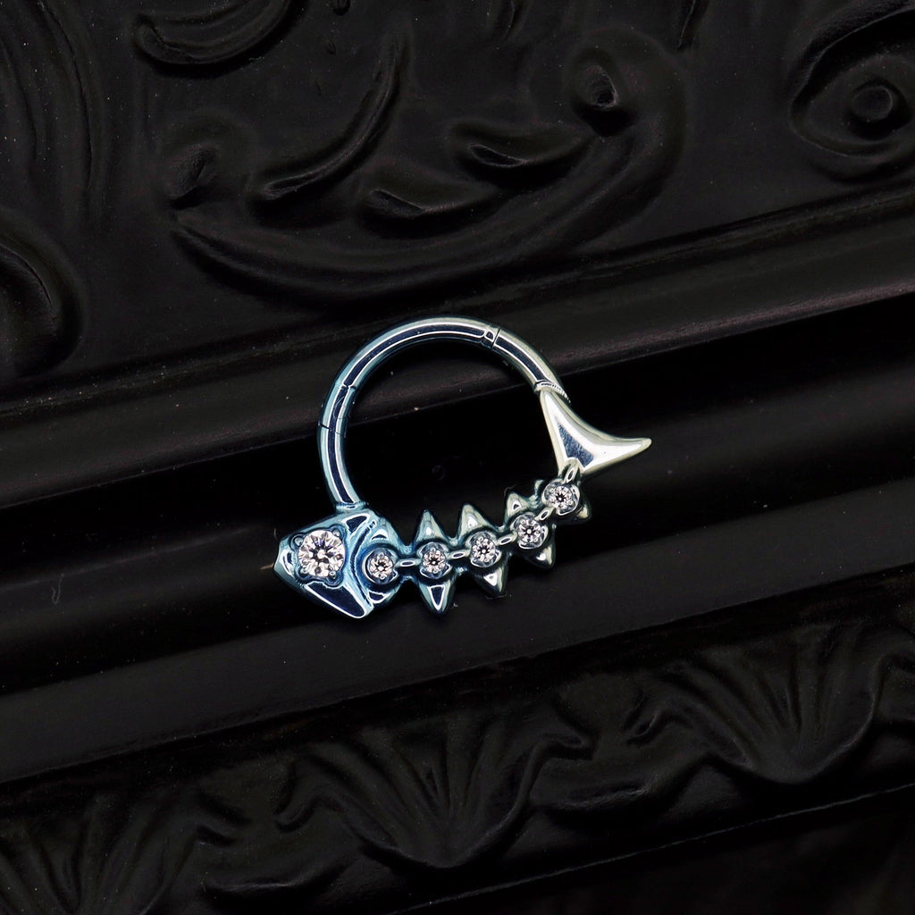 CZ Fishbone Titanium Segment Hoop
