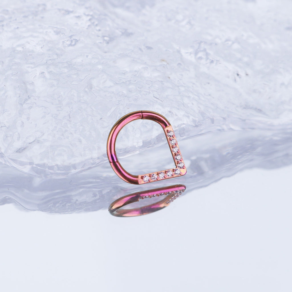 Teardrop CZ Titanium Segment Hoop