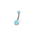 Round Opal Titanium Belly Ring