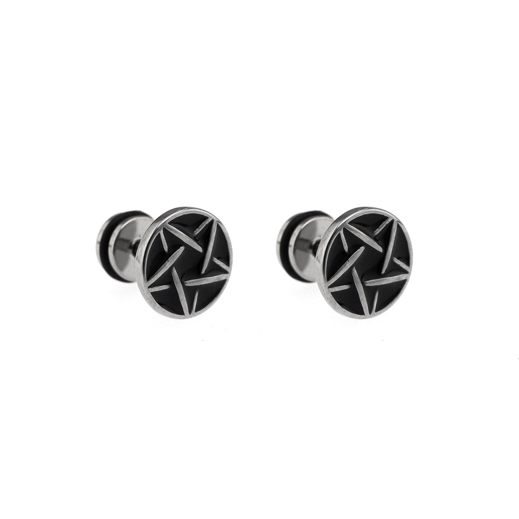 Disc Oil Slick Star Externally Threaded Stainless Steel Ear Studs