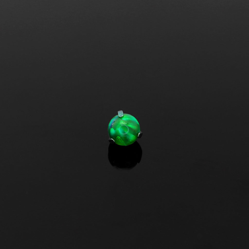 High Shine Opal Internally Threaded Titanium tongue stud