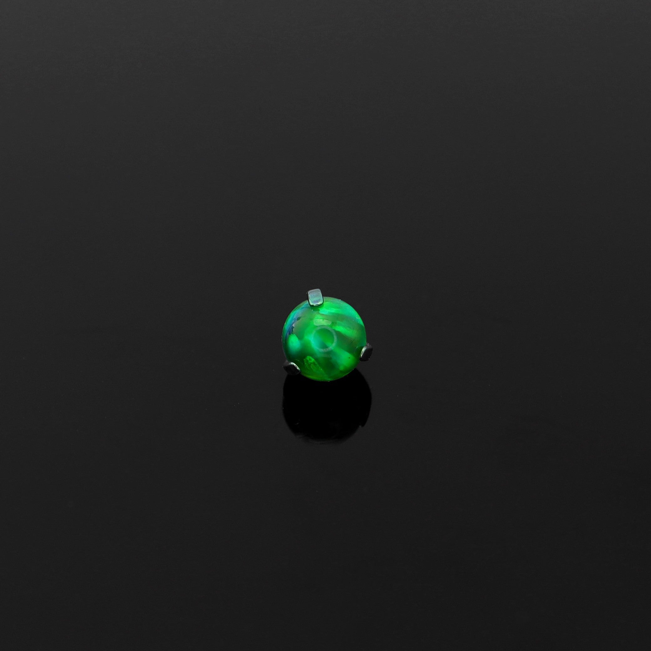 High Shine Opal Internally Threaded Titanium tongue stud