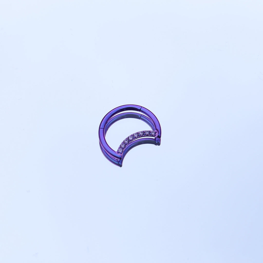 16G Moon CZ Titanium Segment Hoop