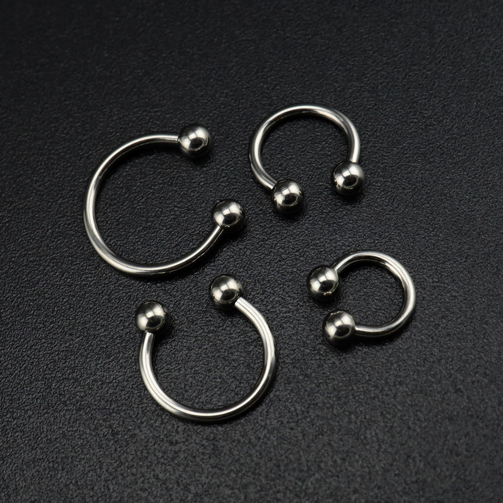 Classic Externally Threaded Titanium Horseshoe ring