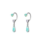 Pair of  Heart Opal CZ Titanium Horseshoe Ring