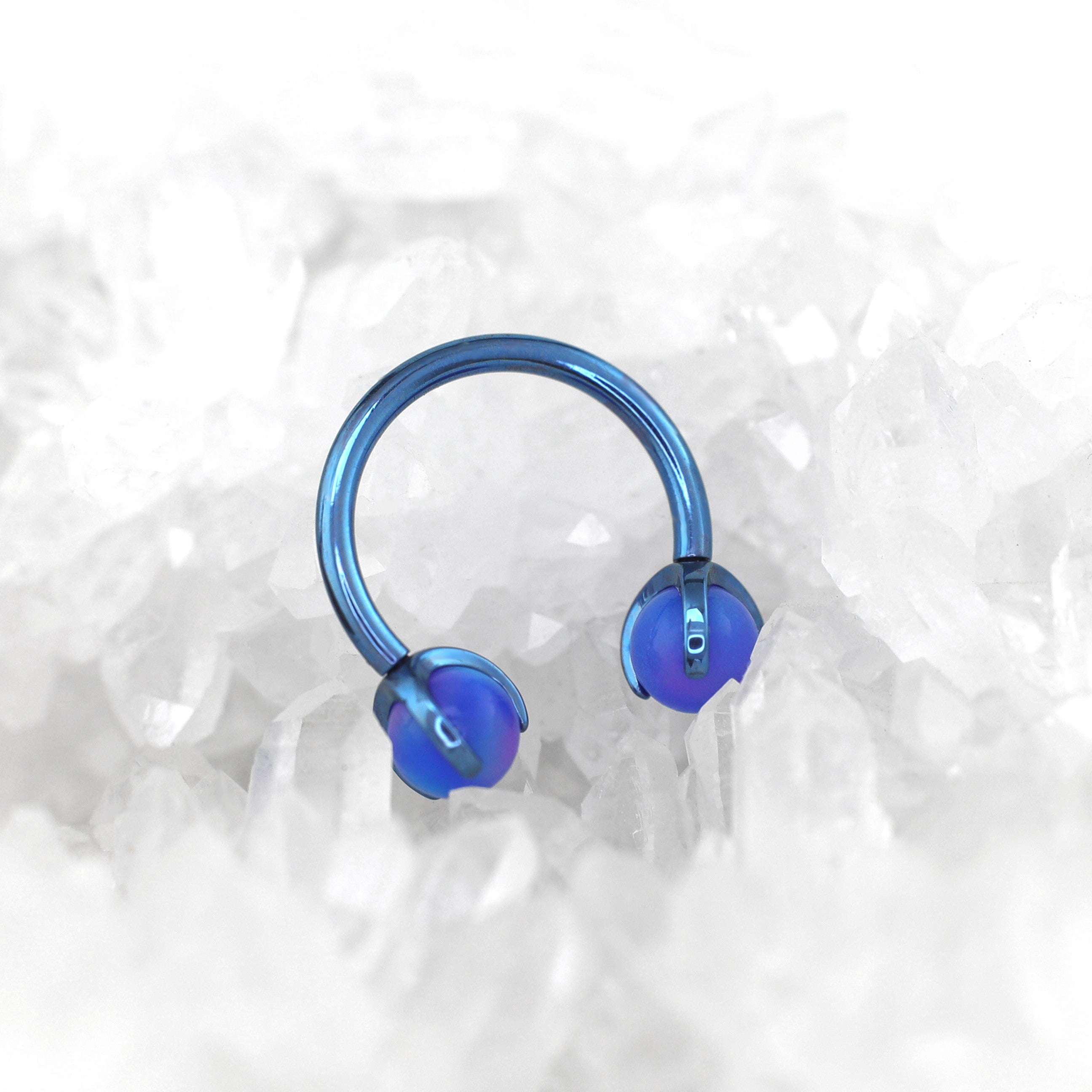 Opal internally threaded Titanium Horseshoe Ring