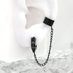 Black Six-Spike Chain Ear Clips